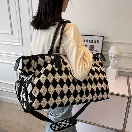 Old Money Houndstooth Weekender Bag